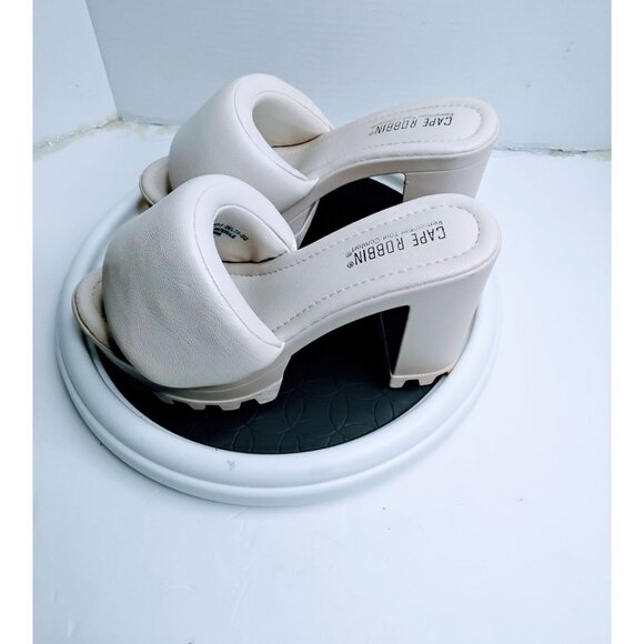 Cape Robbin Womens White Chunky Platform Heel Slide Sandals Size 8 Vegan Leather - Picture 7 of 7